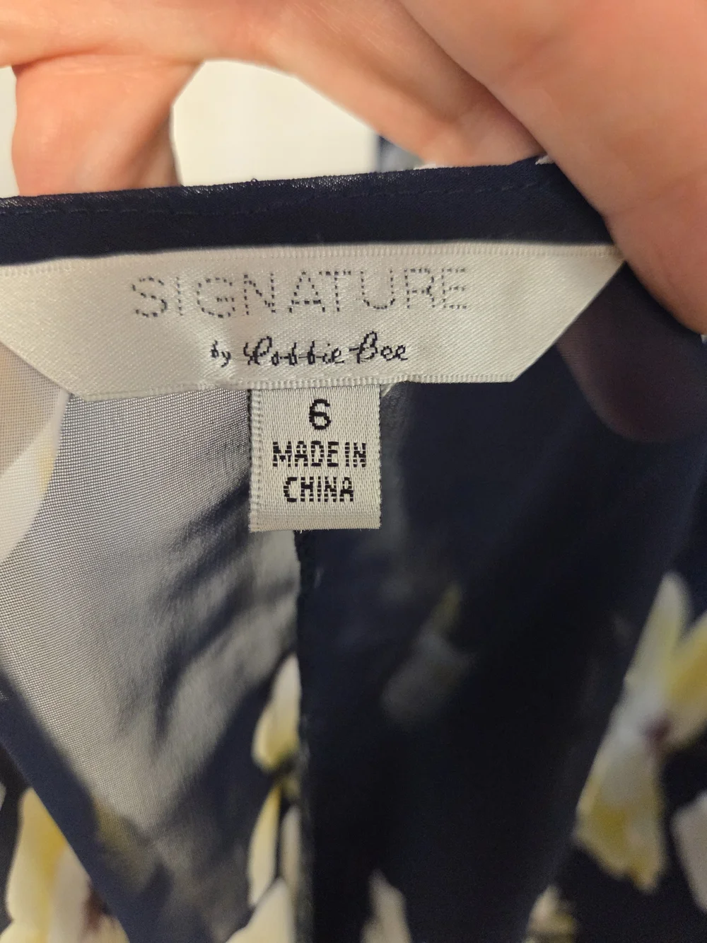 Signature by Robbie Bee Navy Floral Midi Dress with Cream & Yellow Blooms